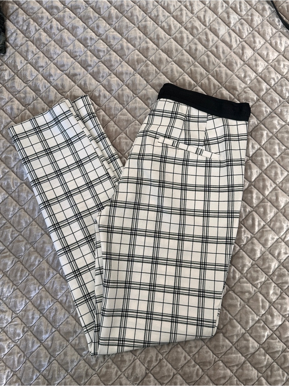 Zara Black and White Plaid Trousers